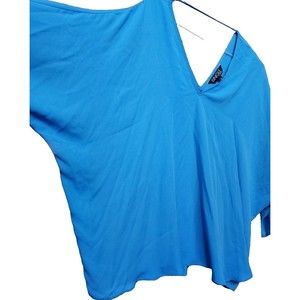 Oversized Size 1X Blue Boho Lagenlook Deep V Front/Back Hippie Artsy